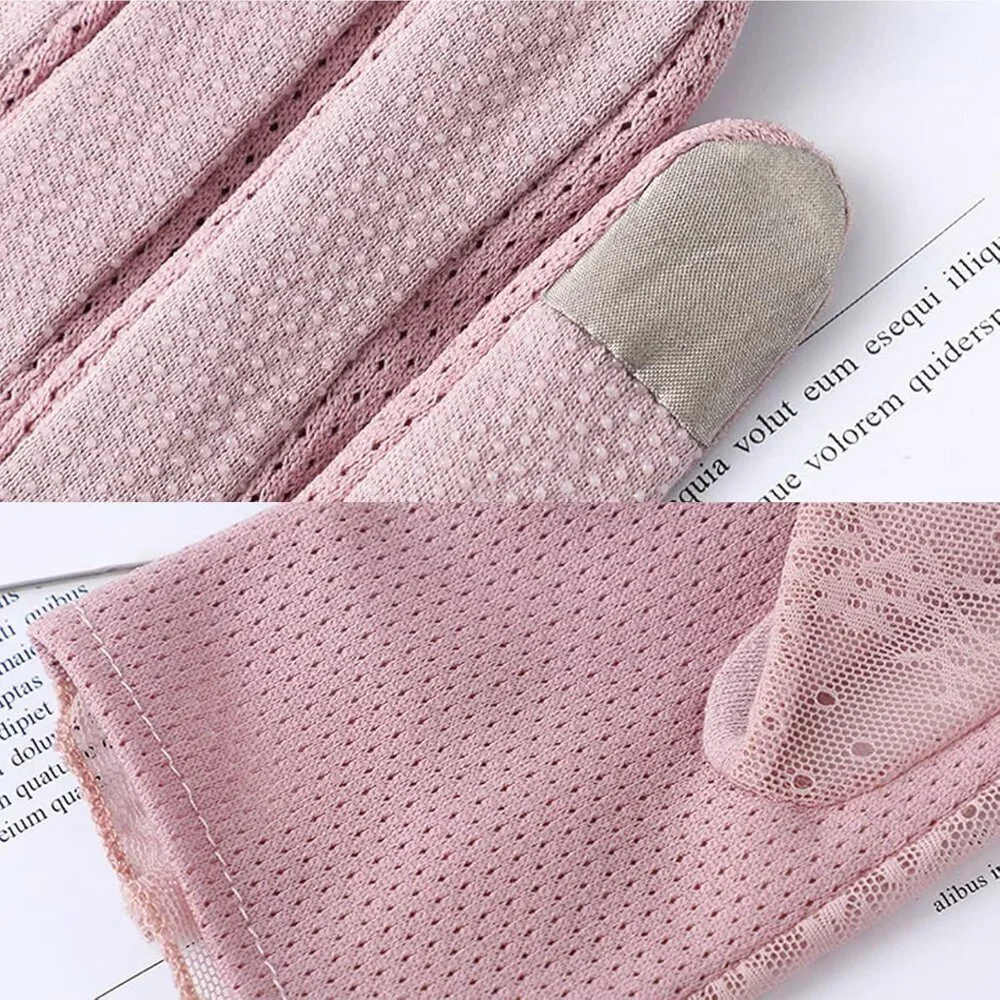 Women's Flower Beige Lace Gloves Summer Protection Wedding Parties Tea Prom